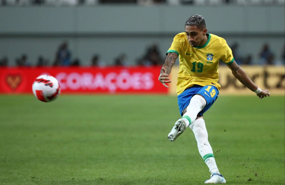 Raphinha in action for Brazil during the current international break