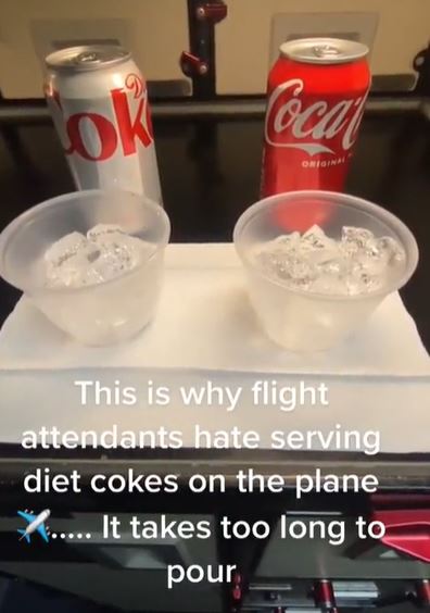 A flight attendant has revealed why they hate serving Diet Coke on a plane