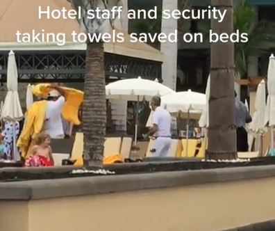 The towels were being removed due to rules at the hotel