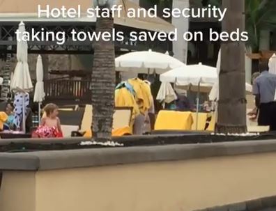 A woman caught the moment hotel staff removed towels from ‘reserved’ loungers