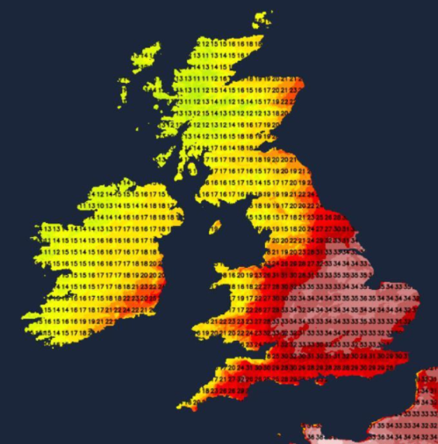 Parts of southeast England are set to sizzle in 34C heat