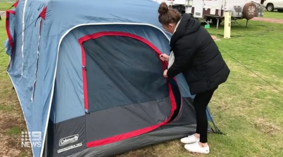 Megan lives in a tent for around £700 a month at the West Beach caravan park