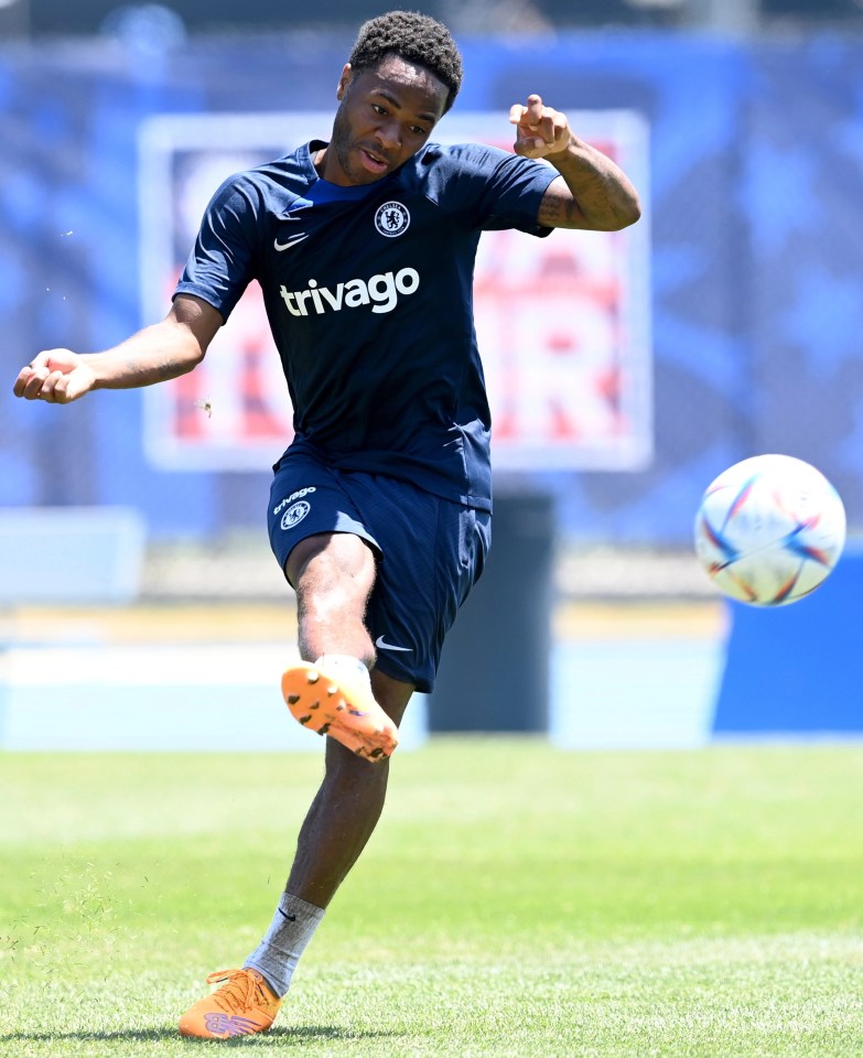 Raheem Sterling was amongst the Chelsea squad as they trained at UCLA on Friday