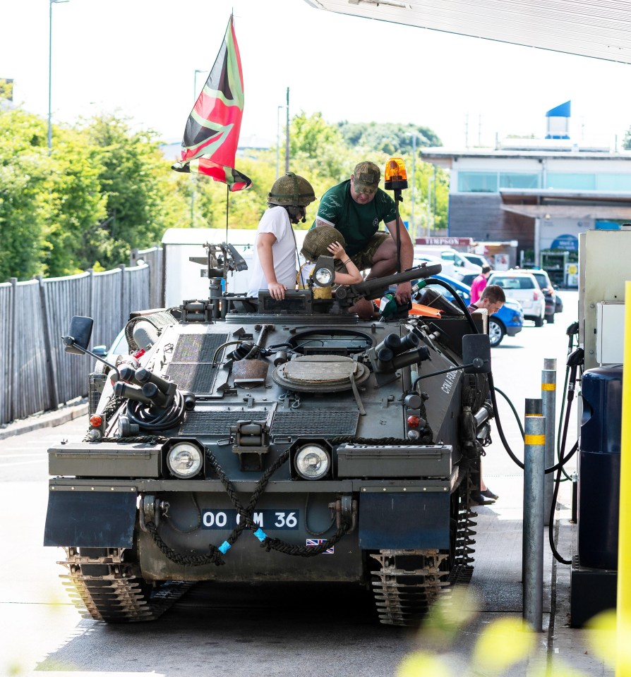 An army nut has got heads turning after buying a tank – and uses it to do his weekly shop