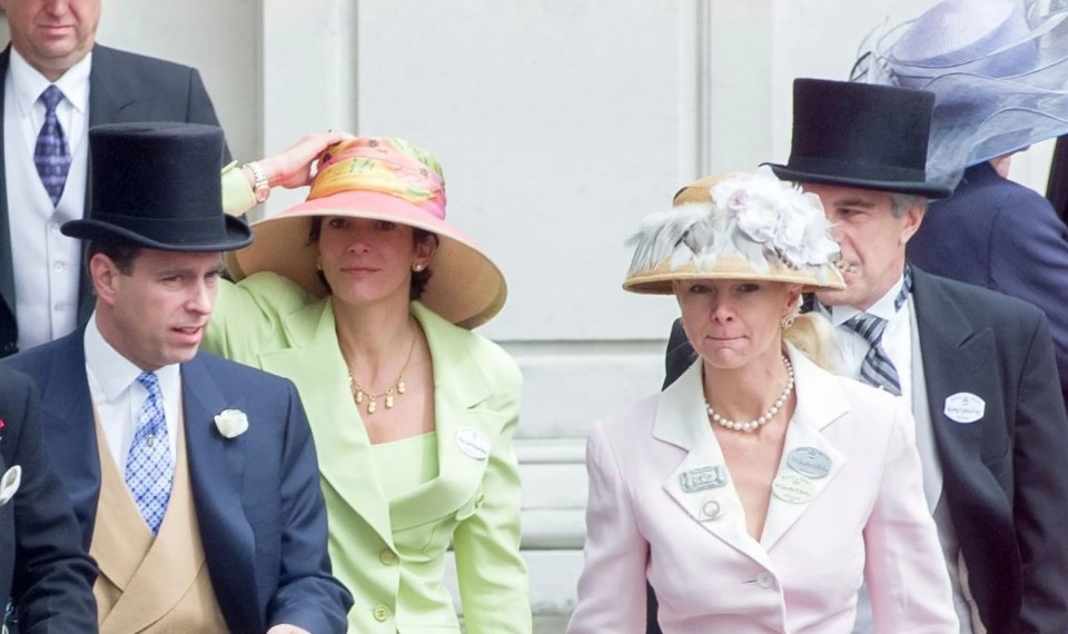 Prince Andrew, Ghislaine Maxwell and Jeffrey Epstein pictured together on Ladies Day at Ascot