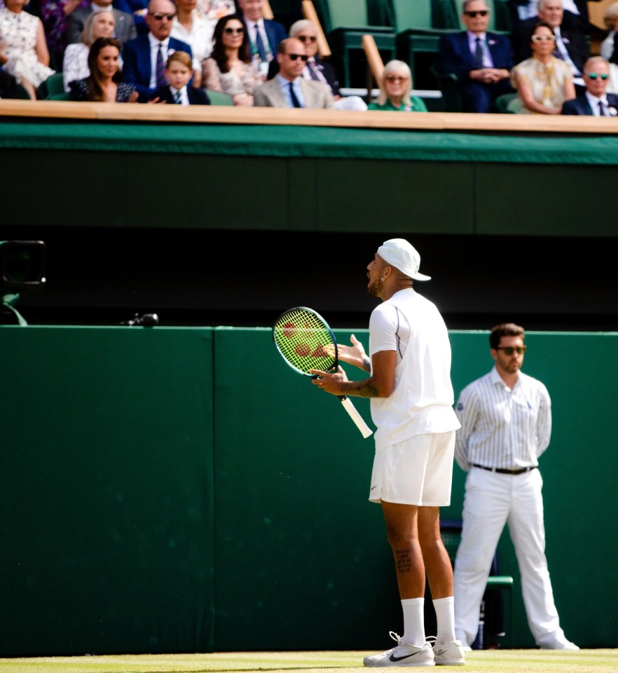 Kyrgios shouted the expletive up to his team during his defeat to Novak Djokovic