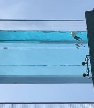 Some lucky Brits are able to cool off from the heat in the world's first floating pool in London