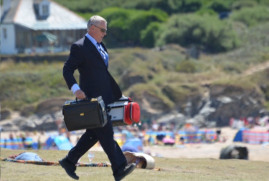 Martin shooting the last scene in Treyarnon Bay, Cornwall