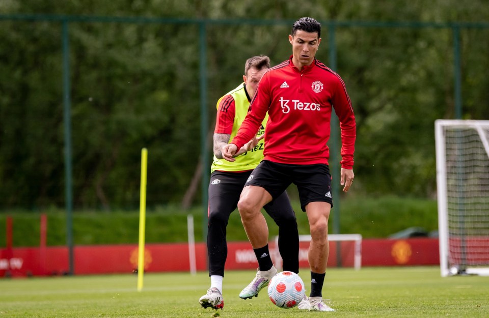 Cristiano Ronaldo is back training with Man Utd despite still wanting to leave