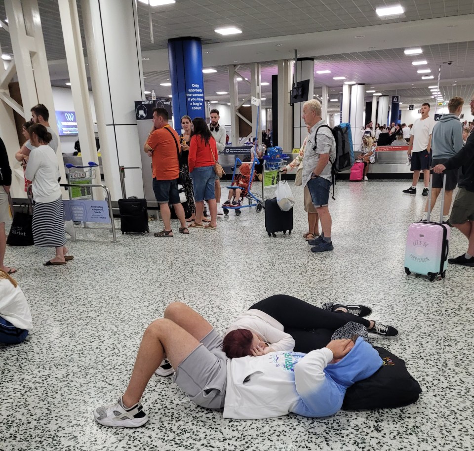 Exhausted travellers have been forced to sleep on airport floors