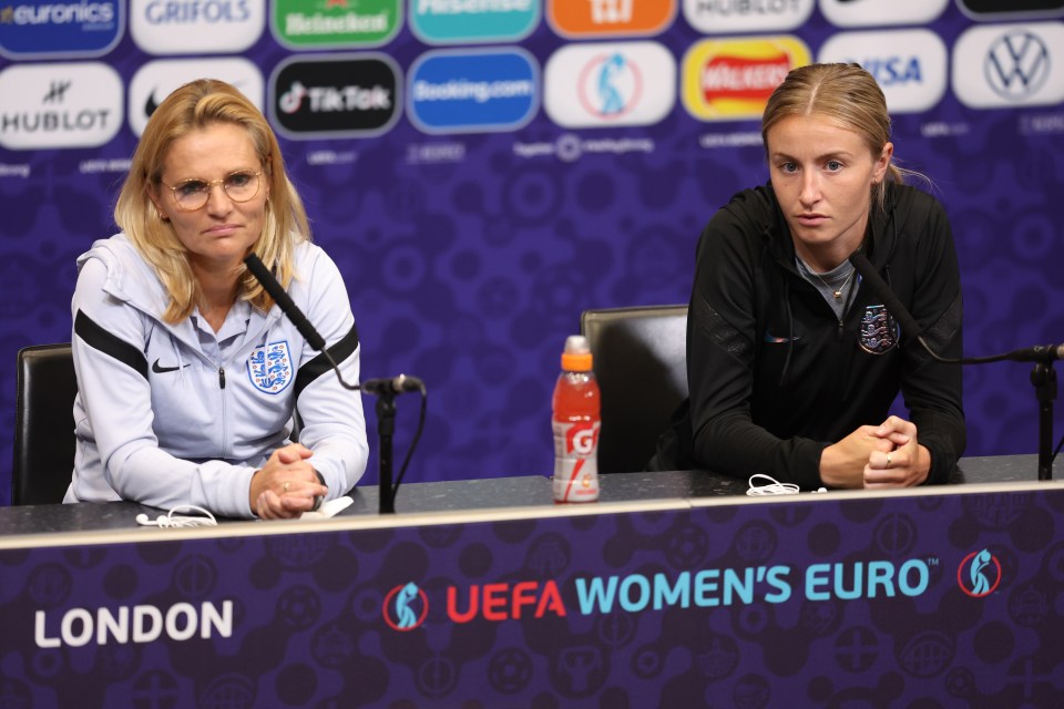 England boss Sarina Wiegman with captain Leah Williamson