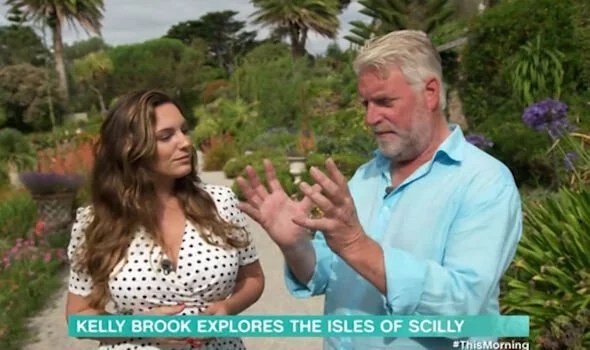 Kelly Brook wanted to get a closer look at a flower during a segment on This Morning