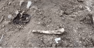 A human femur was found when debris was sifted through