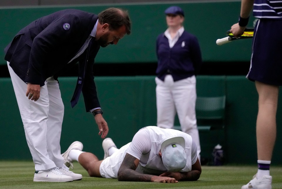 Floored Nick Kyrgios got back up for a shock triumph over Stefanos Tsitsipas