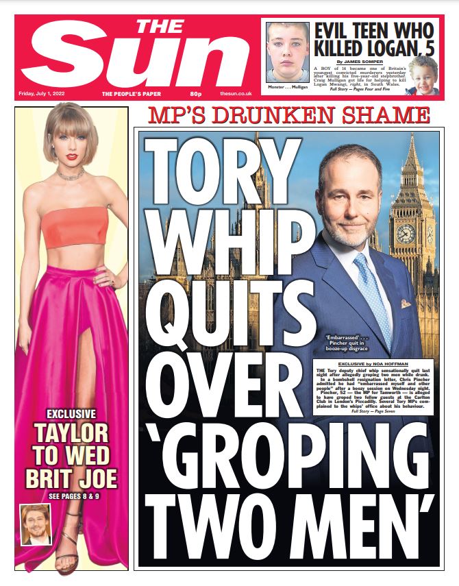 The Sun revealed Chris Pincher's drunken shame