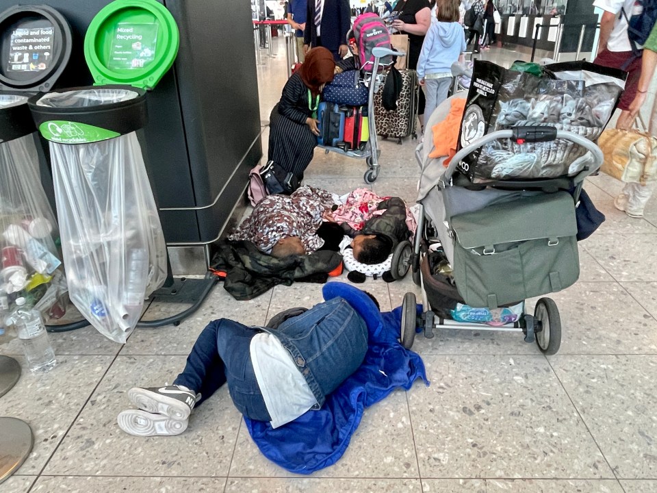 Brits have been forced to sleep on airport floors due to the long queues