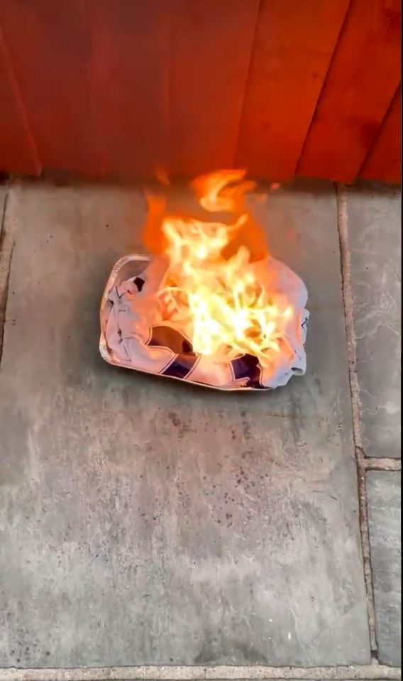 A Spurs fan has reacted by burning an old shirt with the Dane's name on and sharing it on Twitter