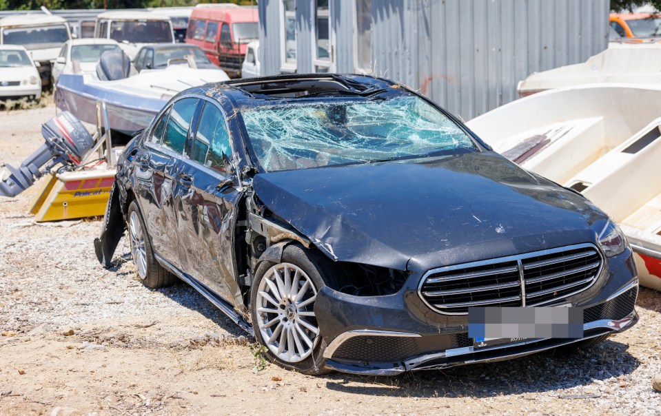 The wreckage of the car after the tragic accident in Bodrum, Turkey