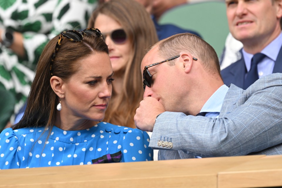 Prince William could be seen leaning over and talking to Kate