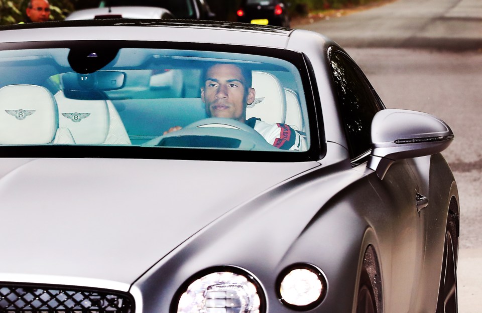 Raphael Varane was pictured behind the wheel of a Bentley