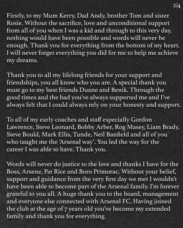 He had some special words for Arsenal supporters