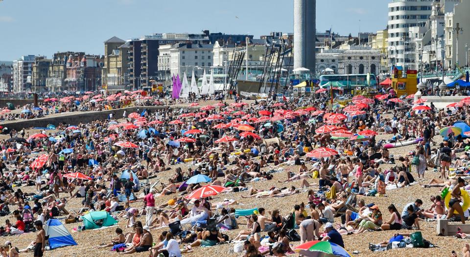 Brighton beach was also a popular spot for sunseekers this weekend