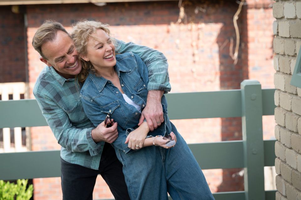 Kylie Minogue and Jason Donovan seen for the first time reprising their roles as Charlene and Scott for Neighbours last-ever episode