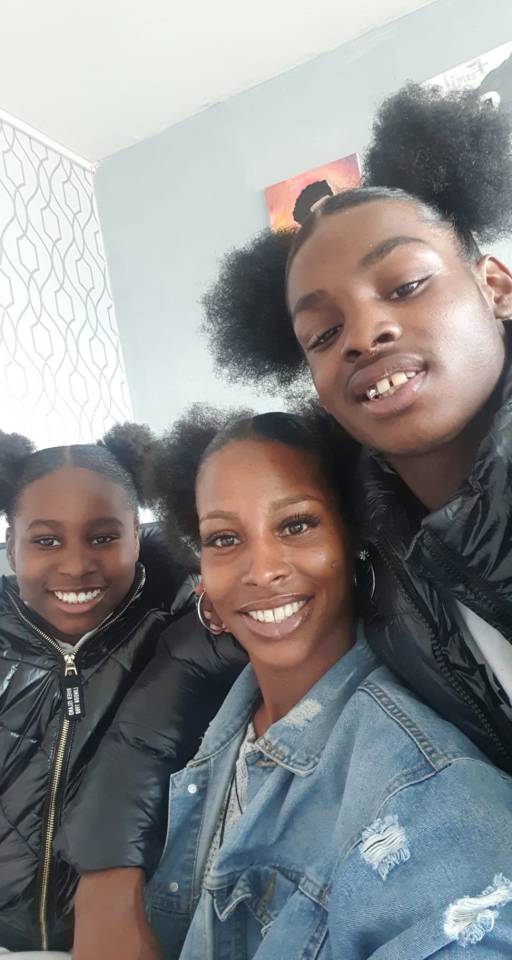 Sherrell with her son Terrell, 17, and daughter Kiwi, 11