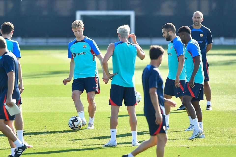 De Jong in training with Barcelona earlier this week