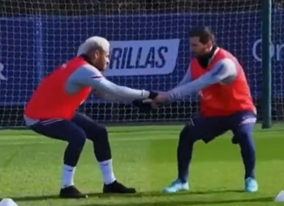 Neymar completed the drill with Lionel Messi