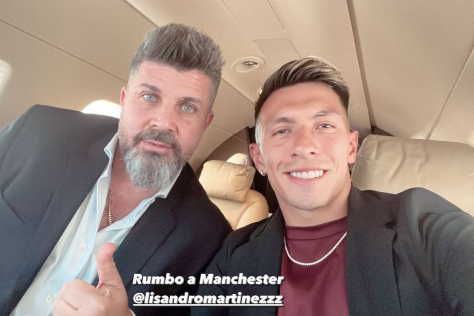 Lisandro Martinez travelled to Manchester on a private jet alongside agent Christian Bragarnik