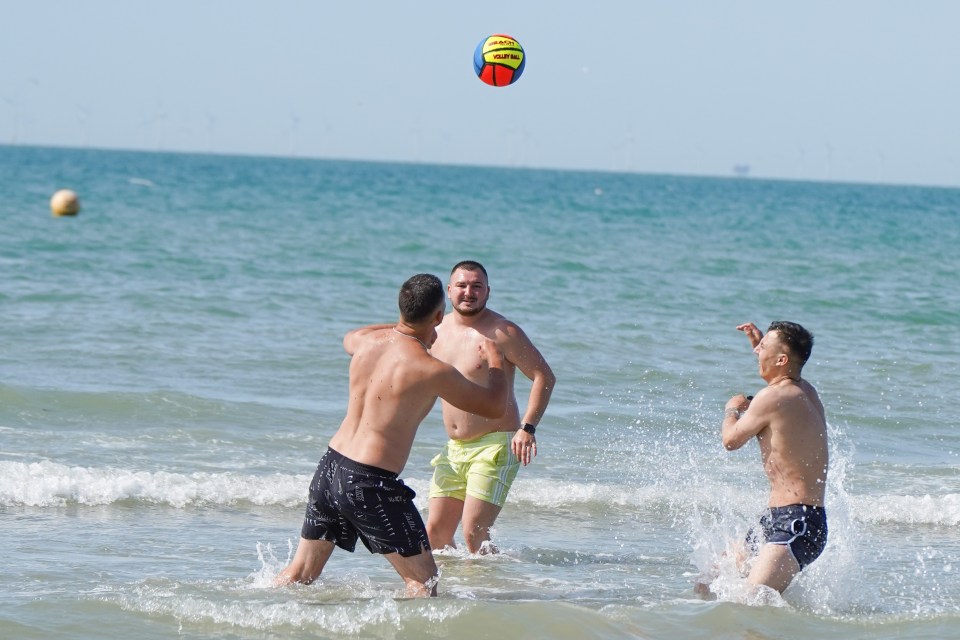 Sunseekers enjoy the hot weather on Brighton beach