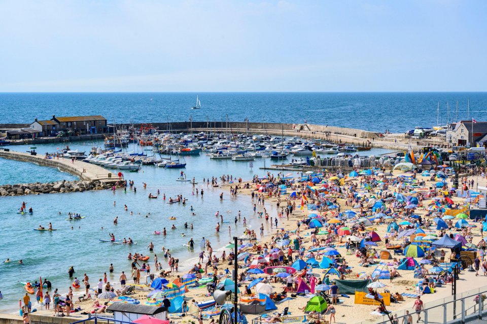 The picturesque seaside resort of Lyme Regis is rammed with sunseekers