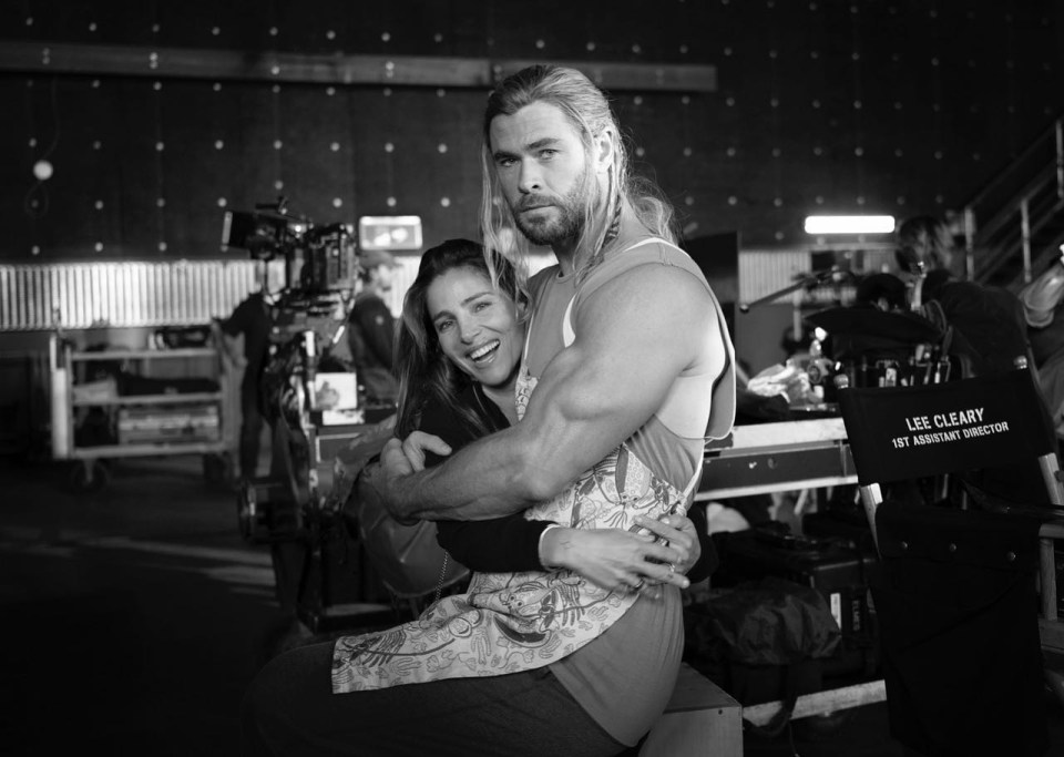 The Marvel film superhero Thor perched on her lap in a photo he posted on social media