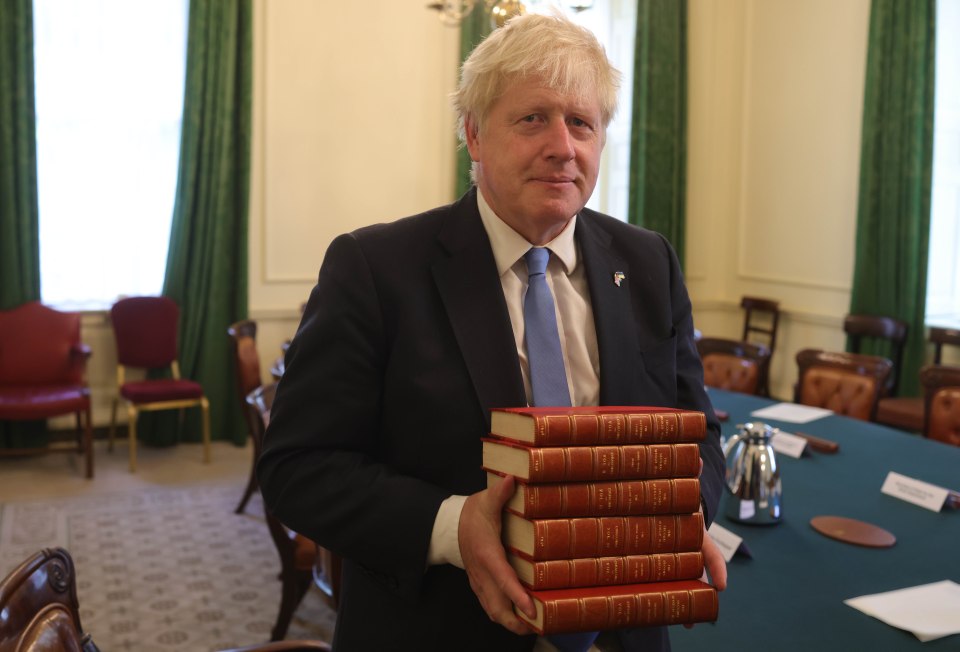 The PM was gifted first editions of Winston Churchill's books on the second world war after chairing his last cabinet meeting