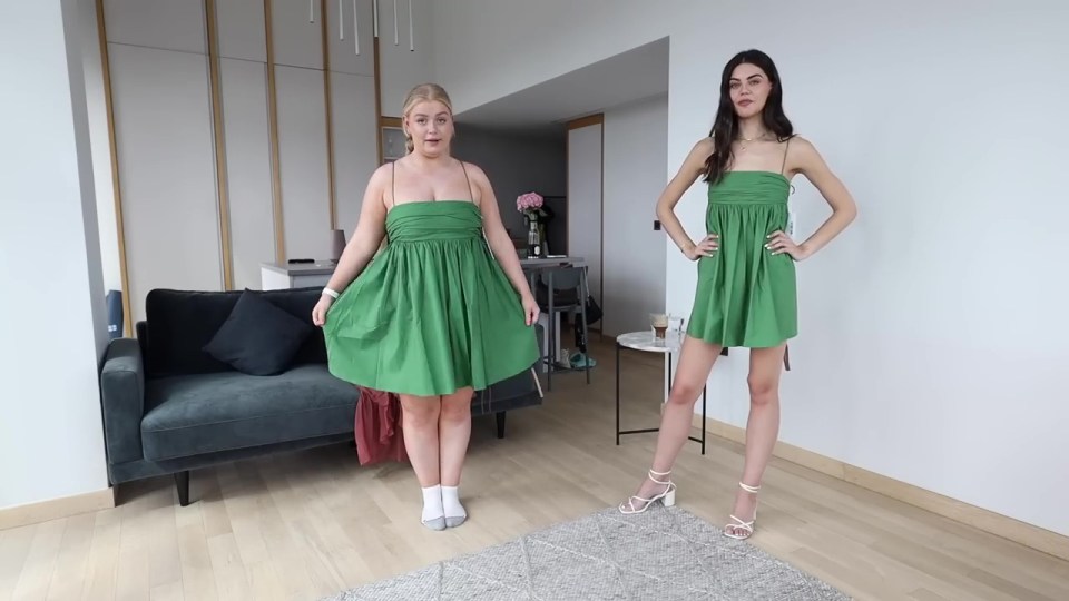 although different sizes - both girls agreed their boobs felt like they were going to fall out in this dress