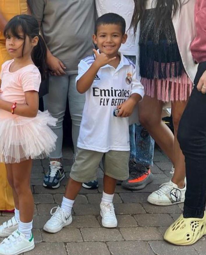 Cristiano Ronaldo's son Mateo wore a Real Madrid shirt last night