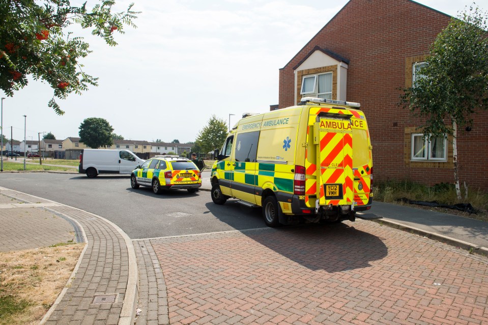 Emergency services at a home where a man died from an alleged drug overdose