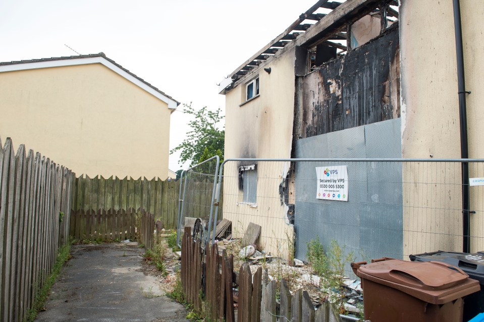 A torched home in the Orchard Park Estate