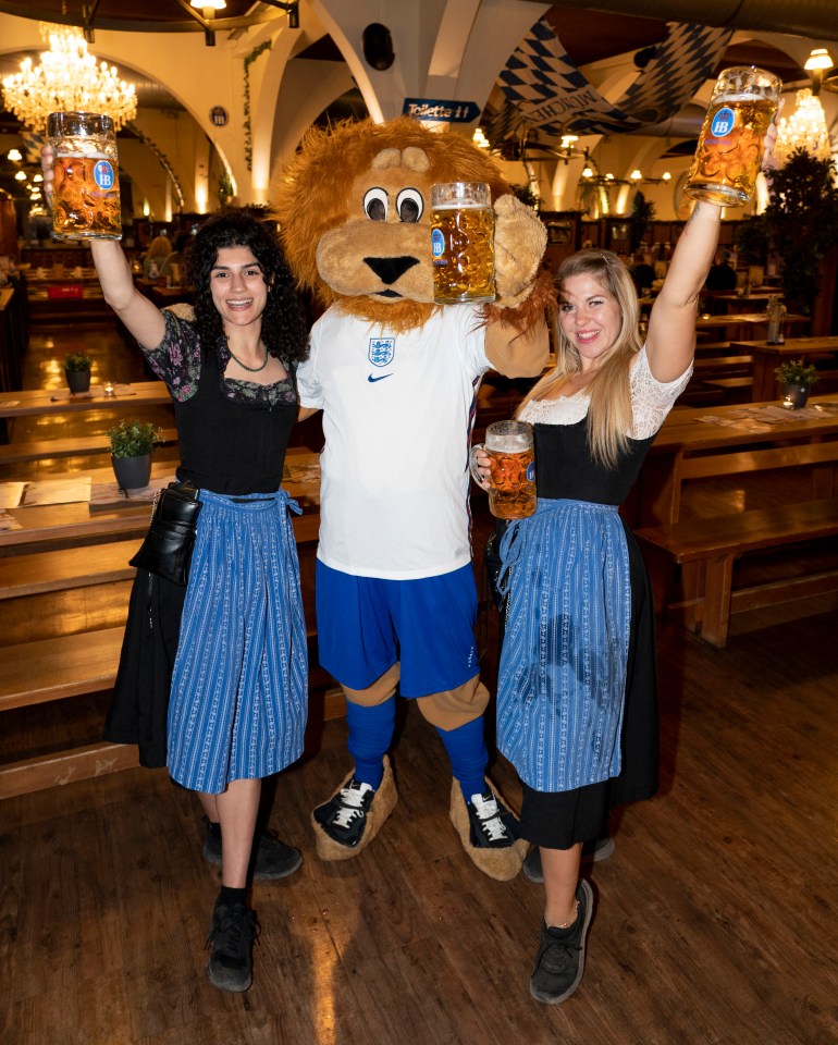 Sun mascot Harry Mane roared into the heart of Germany yesterday