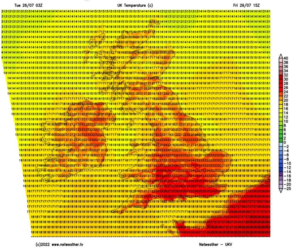 Weather maps show temperatures climbing come July 30