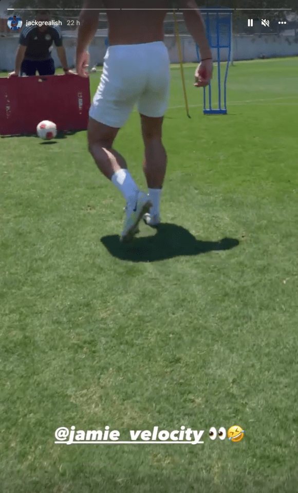 Jack Grealish has posted a video of him hard in training in Santorini, Greece