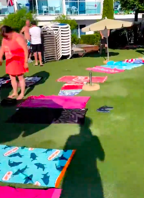 Tourists have been caught lying up their towels from 5am to get sun loungers