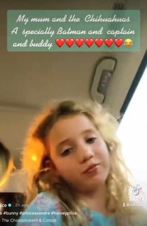 Katie's daughter Bunny filmed them on TikTok in the back of a car