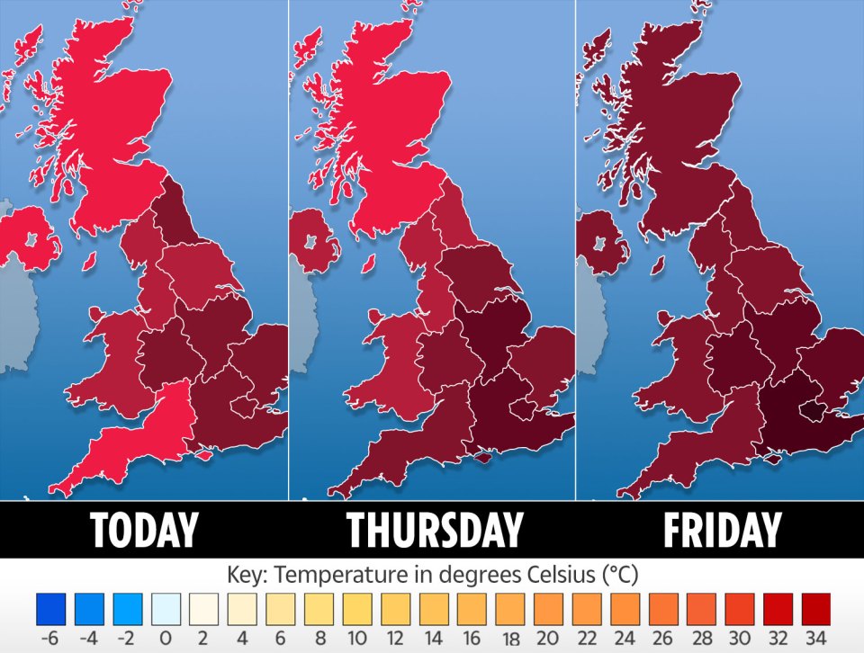 Friday could see the mercury hit 28C in the south east