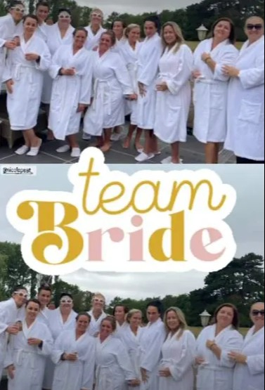 Paris shared a snap of 'Team Bride' dressed in their fluffy white robes