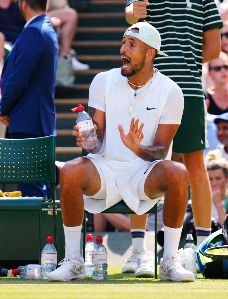 Kyrgios kicked off at Ania yesterday during the final