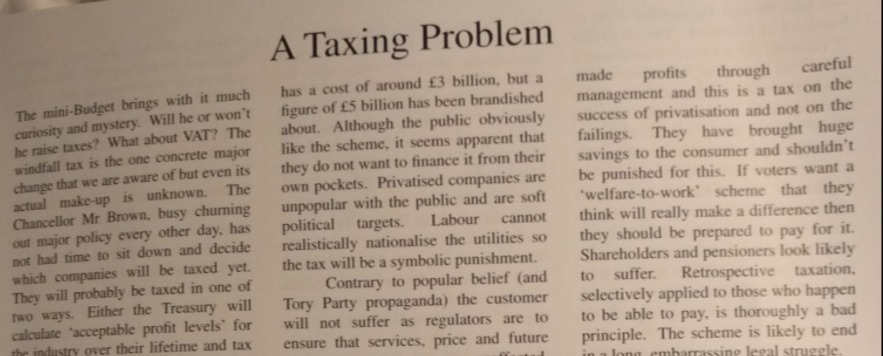 The 1997 school mag article where Rishi Sunak praised New Labour