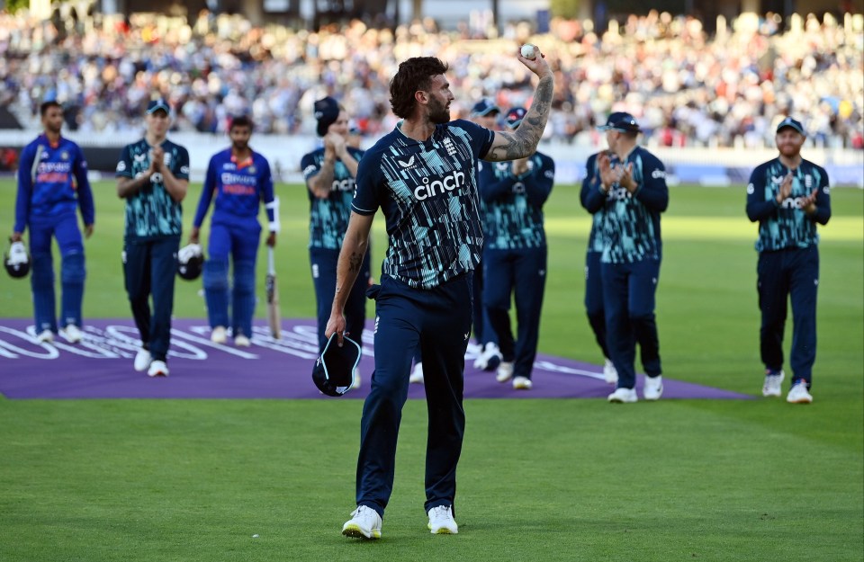 Reece Topley finished with England’s best figures of all time in one-day international cricket