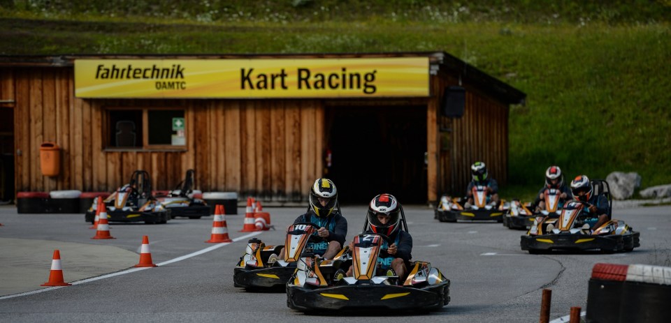 Ryan Fraser (C) claimed victory in Newcastle’s go-karting championship in Austria